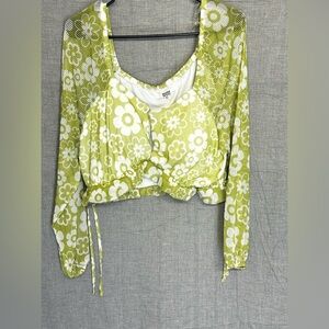 Steve Madden Green Floral Crop Top